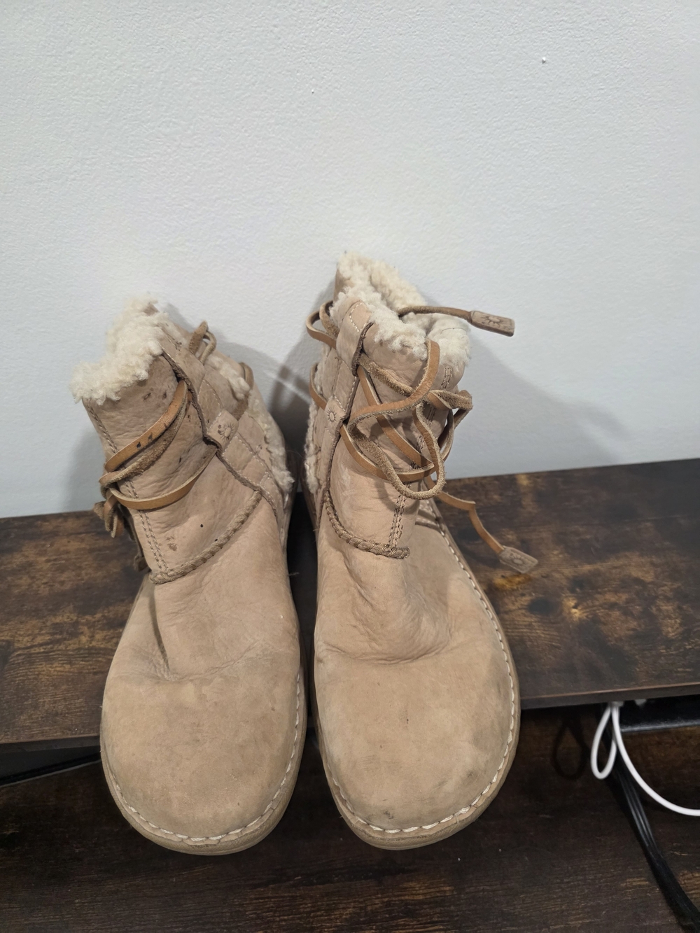 UGG Women's Chestnut Suede Shearling Lace-Up Ankle Boots